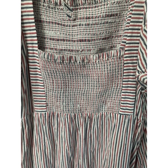 Babydoll Maxi Dress Size XXL Milkmaid Embroidered Red White & Blue Smocked - Picture 5 of 12